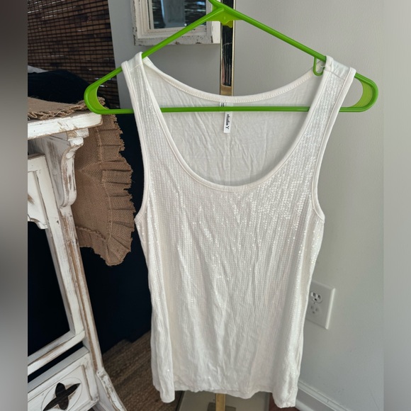 Studio Y Tops - Studio y cream white sequin tank top nwot large